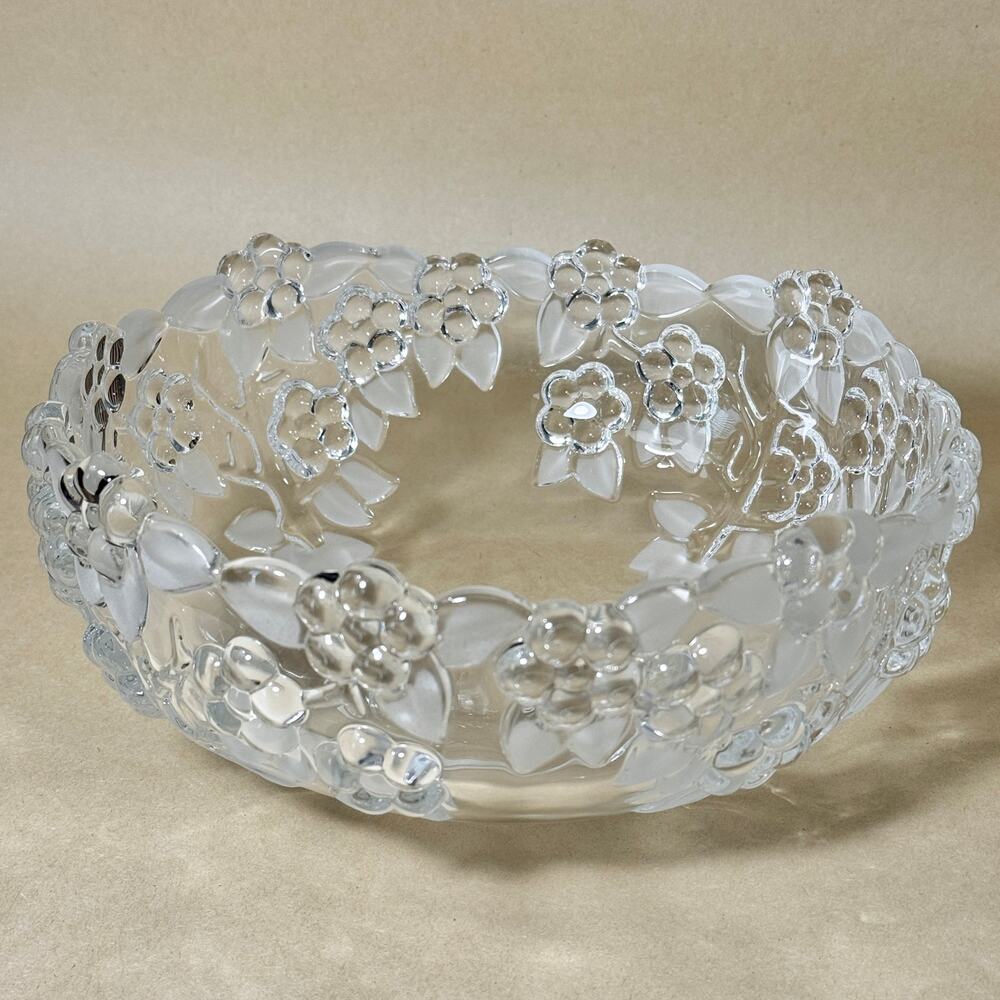 Vintage Large Floral Glass Bowl By Original Walther Glas Carmen West Germany